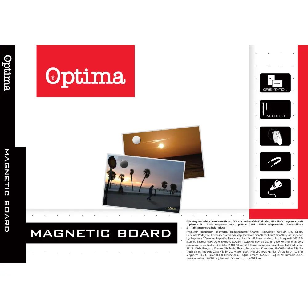 Magnetna tabla Optima, 45x60cm, bela,les
