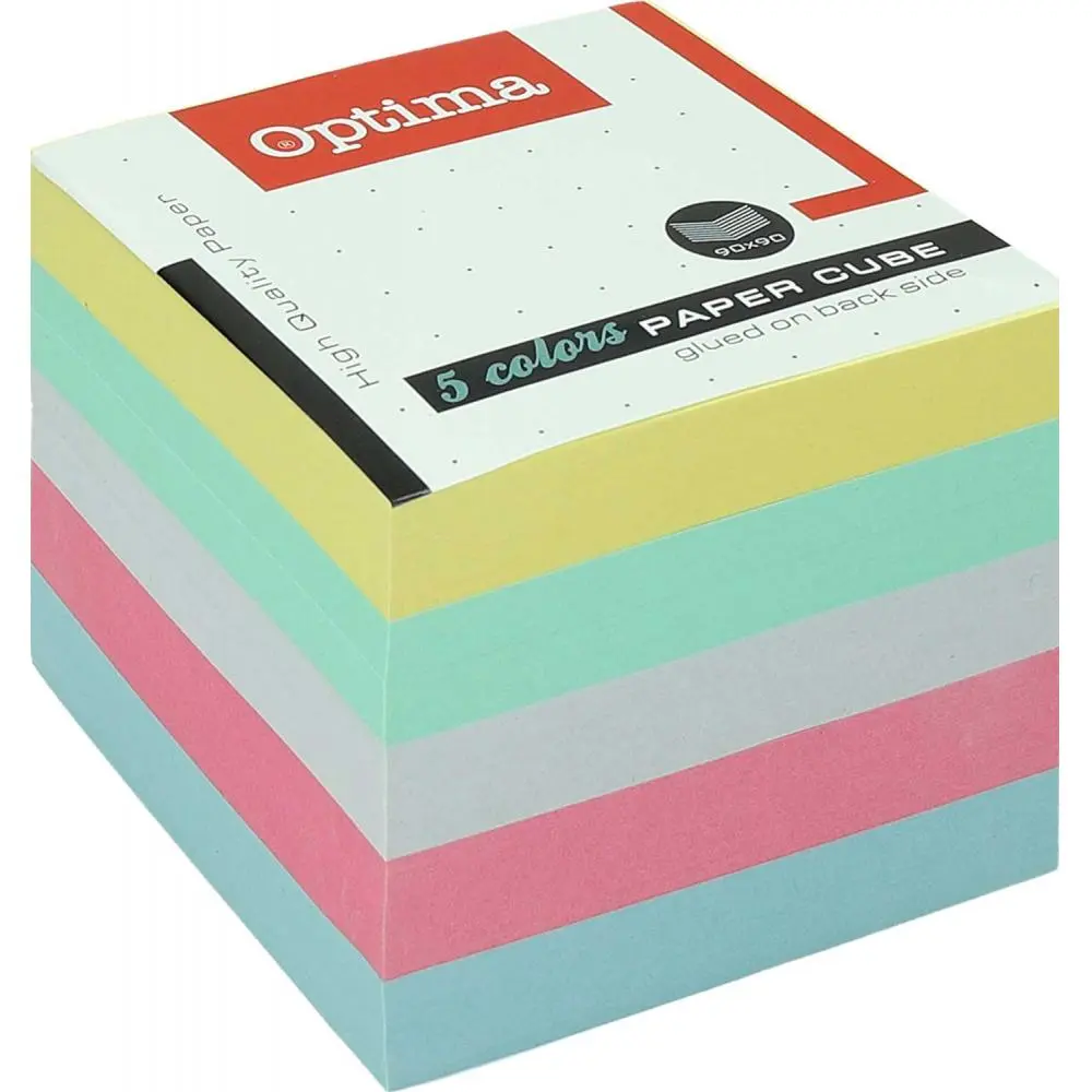 Kocka pap. barvna Optima lepljena 9X9cm