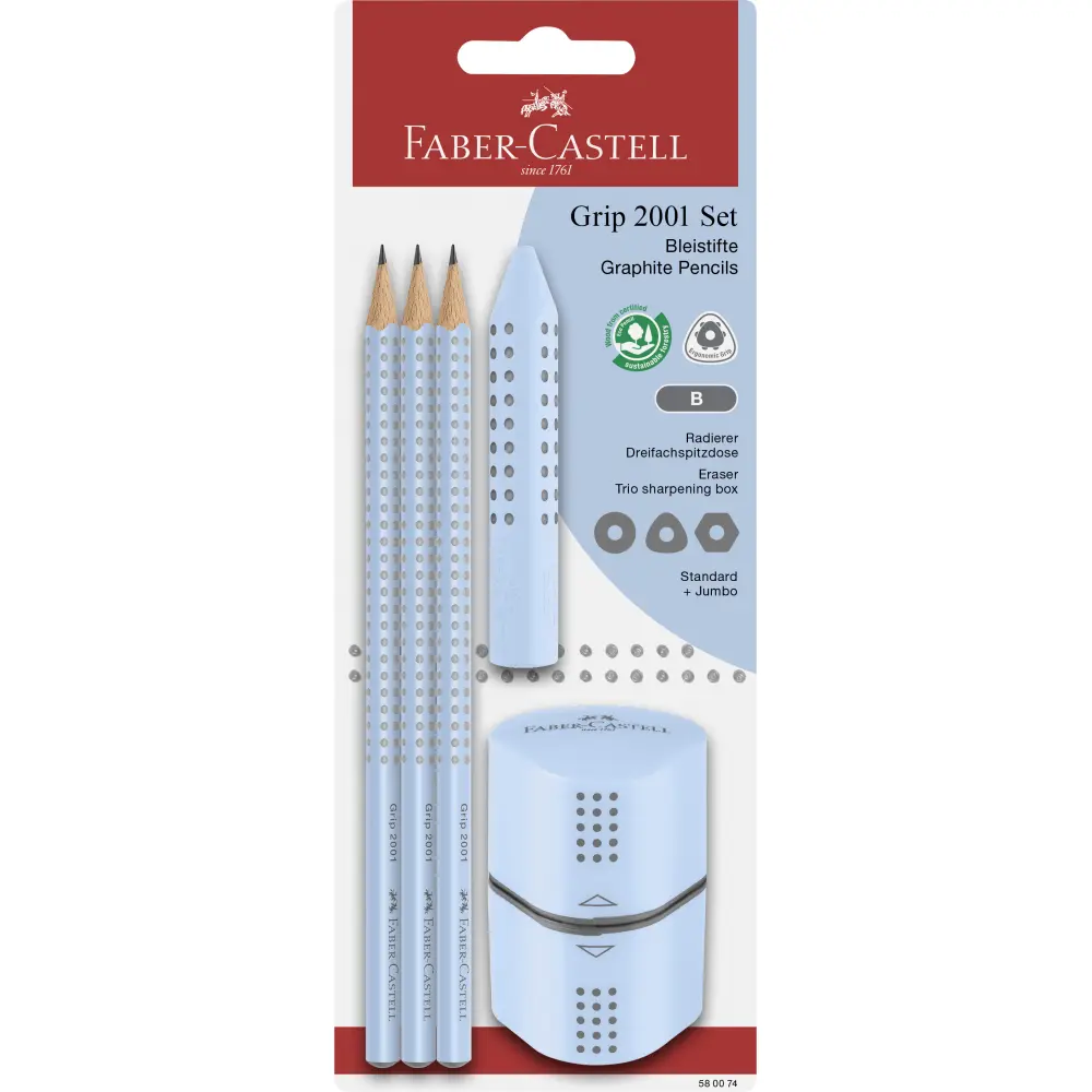 SVINČNIK SET FABER-CASTELL GRIP SKY BLUE