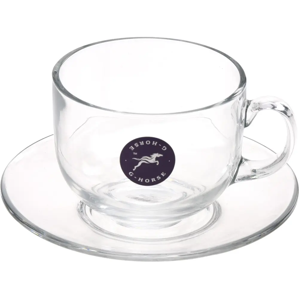 Skodelica s krožnikom Glas steklena 3dl