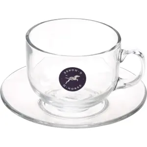 Skodelica s krožnikom Glas steklena 3dl